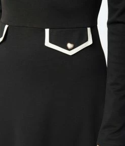 Smak Parlour Black Mock Turtleneck Fit & Flare Dress Trending
