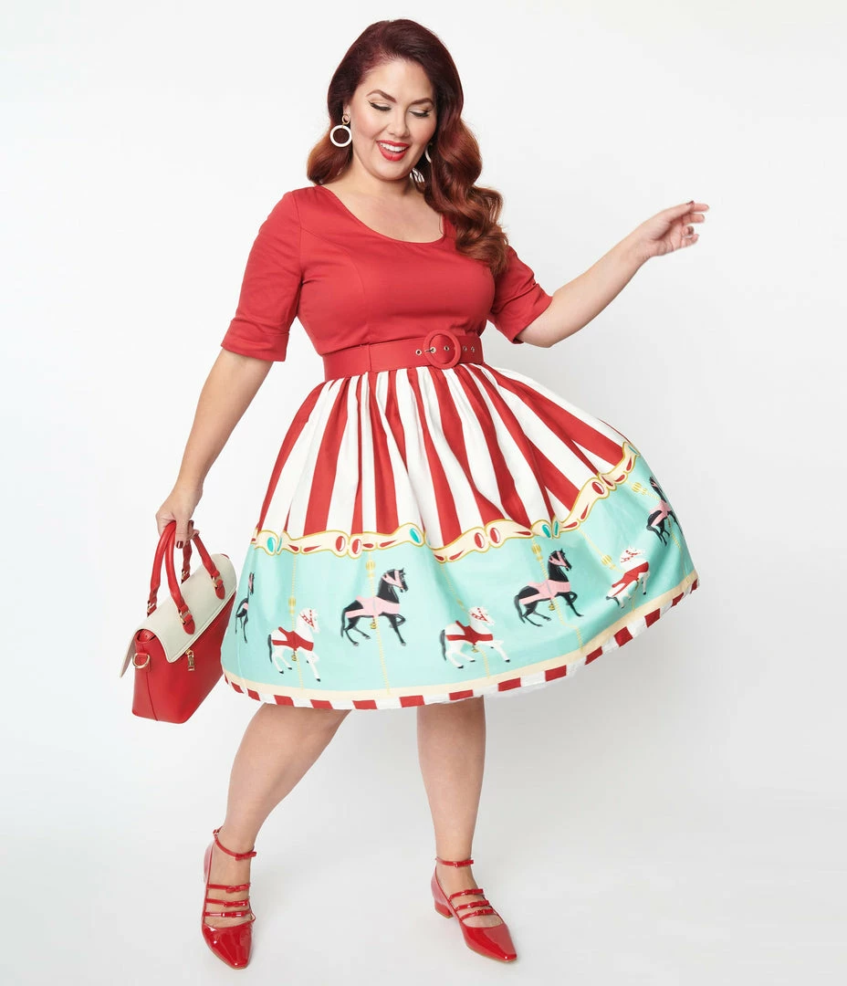 Collectif Plus Size Carousel June Swing Dress Clothing