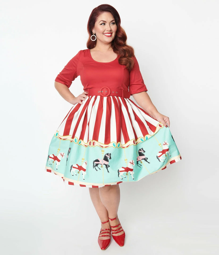Collectif Plus Size Carousel June Swing Dress Clothing