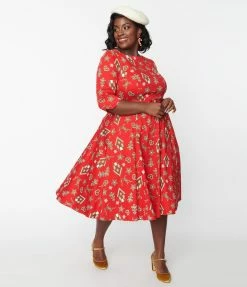 Collectif Plus Size Gingerbread Suzanne Swing Dress