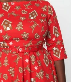 Collectif Plus Size Gingerbread Suzanne Swing Dress