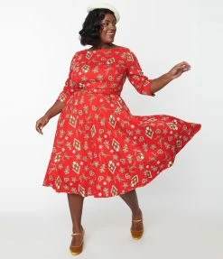 Collectif Plus Size Gingerbread Suzanne Swing Dress