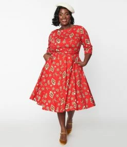 Collectif Plus Size Gingerbread Suzanne Swing Dress