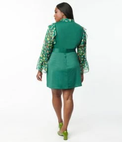 Trending Smak Parlour Plus Size Green & Red Mushroom Easy Does It Mini Skirt