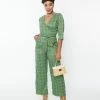 New Arrivals! Collectif Green Leaf Plaid Florina Jumpsuit