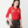 Collectif Red Carousel Embroidered Halette Cardigan New Arrivals!