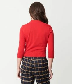 Collectif Red Carousel Embroidered Halette Cardigan New Arrivals!