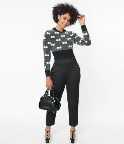 Unique Vintage Black Front Pleat Pants