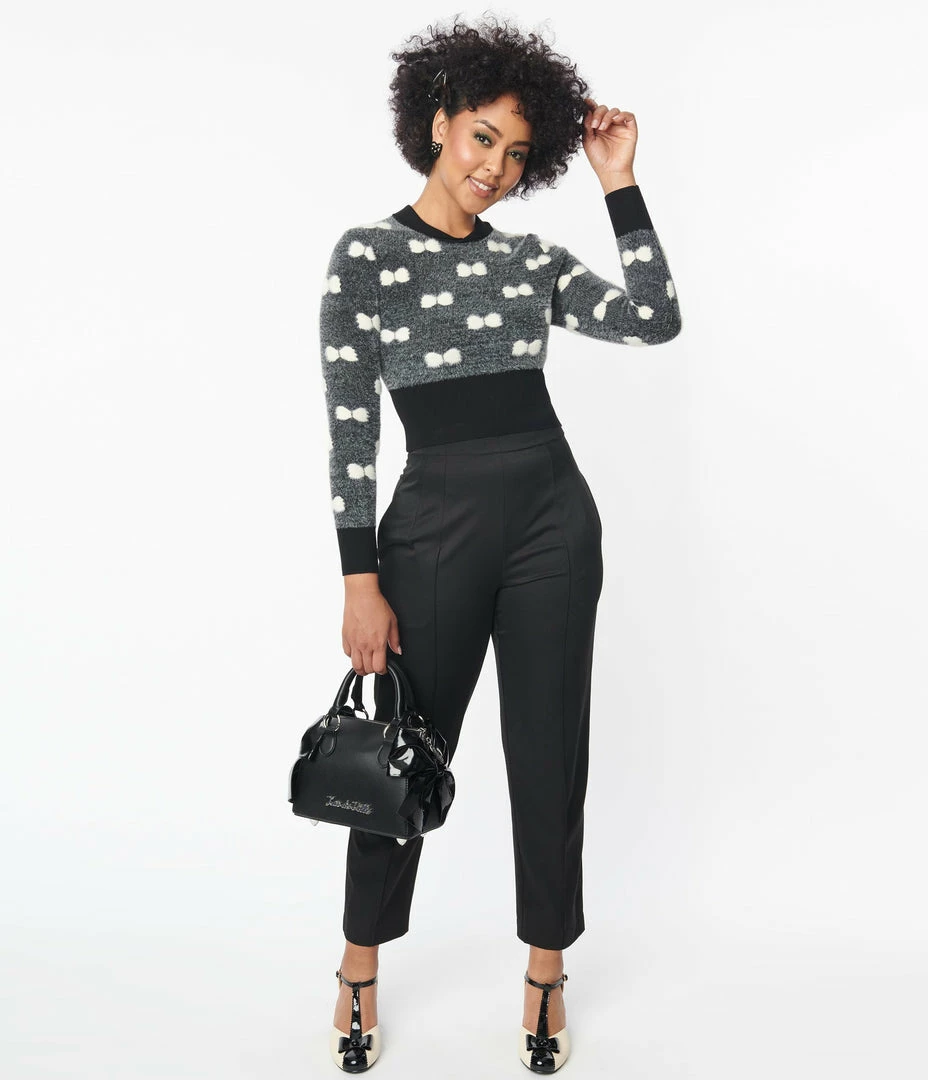 Unique Vintage Black Front Pleat Pants