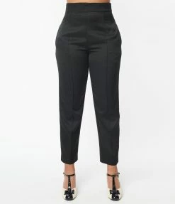 Unique Vintage Black Front Pleat Pants