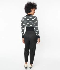 Unique Vintage Black Front Pleat Pants