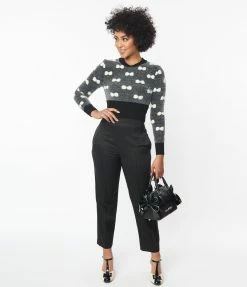 Unique Vintage Black Front Pleat Pants