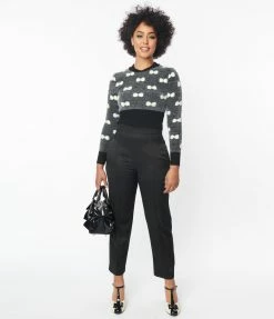 Unique Vintage Black Front Pleat Pants