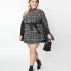 New Arrivals! Smak Parlour Plus Size Black & White Tweed Plaid Savile Row Cape Coat