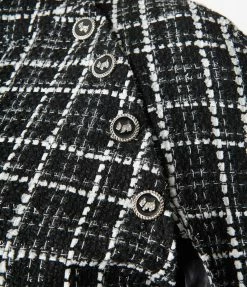 New Arrivals! Smak Parlour Plus Size Black & White Tweed Plaid Savile Row Cape Coat