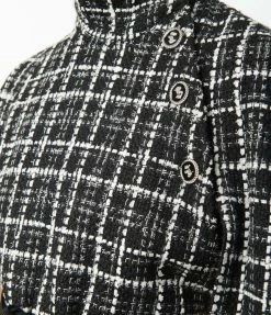 Trending Smak Parlour Black & White Tweed Plaid Savile Row Cape Coat