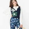 Smak Parlour Navy & Floral Chandler Crop Sweater Vest Trending