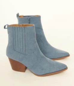 Qupid Blue Suede Booties