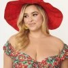 Too Too Hat Red Textile Tiered Sun Hat Hats