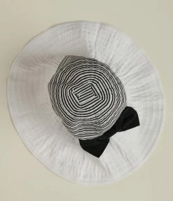 Too Too Hat White & Black Stripe Tiered Sun Hat