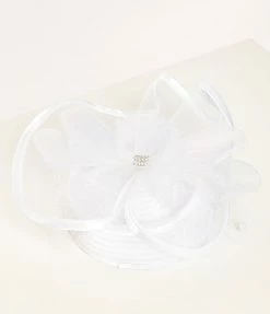 Too Too Hat Accessories White Sinamay Pillbox Hat