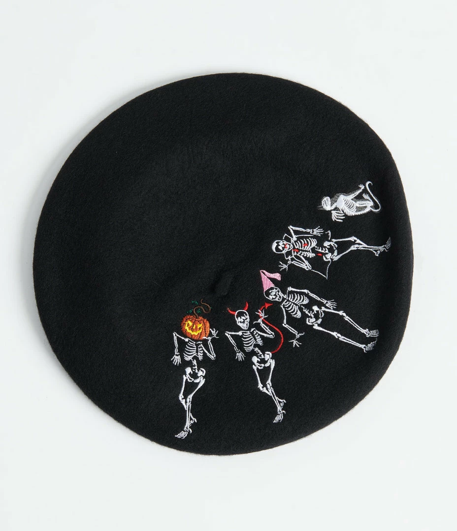 Collectif Black Skeleton Boogie Beret