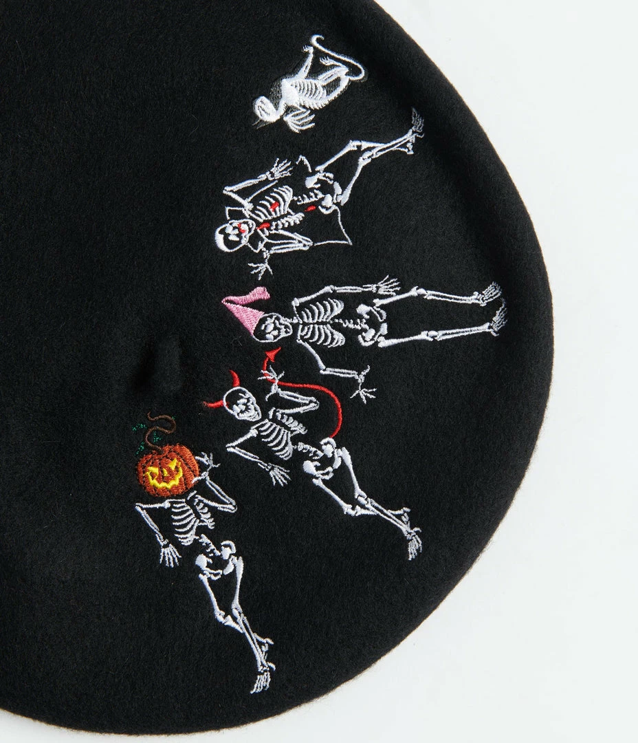 Collectif Black Skeleton Boogie Beret