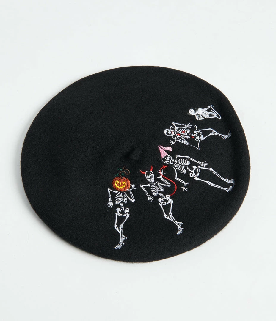 Collectif Black Skeleton Boogie Beret