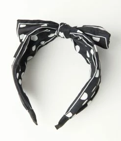 Lifestyle Group (UK) Ltd Accessories Black & White Polka Dot Bow Wide Headband
