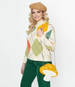 Compania Fantastica Multicolor Cream Argyle Sweater Clothing