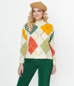 Compania Fantastica Multicolor Cream Argyle Sweater Clothing