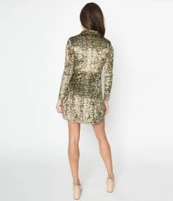 Compania Fantastica Rainbow Floral Velvet Skater Dress Clothing