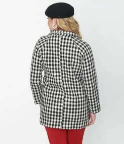 Compania Fantastica Clothing Black & White Gingham Peacoat