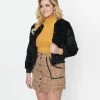 Compania Fantastica Black Faux Fur Bomber Jacket Clothing