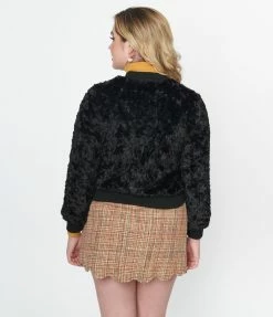 Compania Fantastica Black Faux Fur Bomber Jacket Clothing