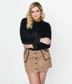 Compania Fantastica Black Faux Fur Bomber Jacket Clothing