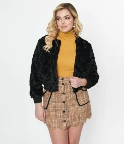 Compania Fantastica Black Faux Fur Bomber Jacket Clothing