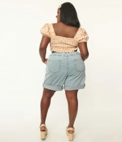 Polagram (Well Made) Plus Size Light Blue Denim Shorts Sale