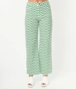 Polagram (Well Made) Green & White Wavy Stripe Jeans