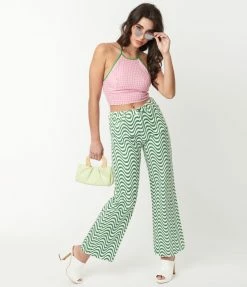 Polagram (Well Made) Green & White Wavy Stripe Jeans