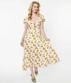 Polagram (Well Made) Ivory & Lemons Midi Dress Sale