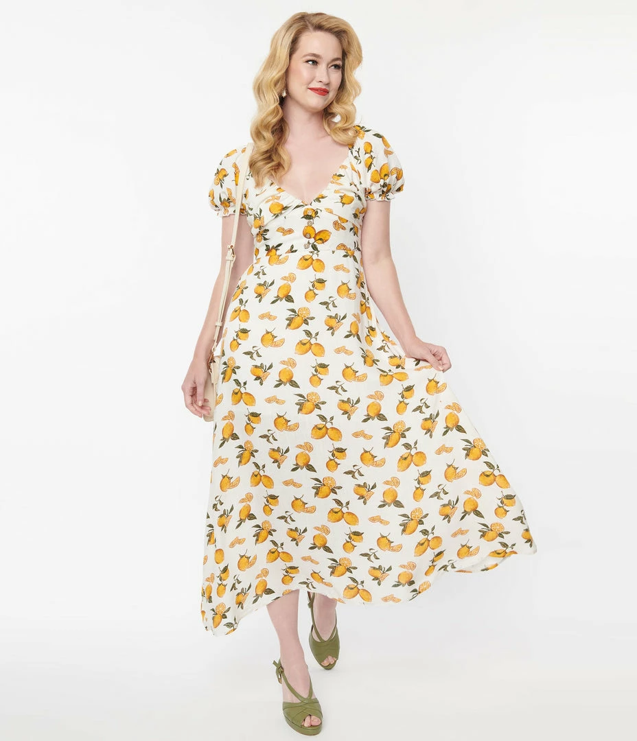 Polagram (Well Made) Ivory & Lemons Midi Dress Sale