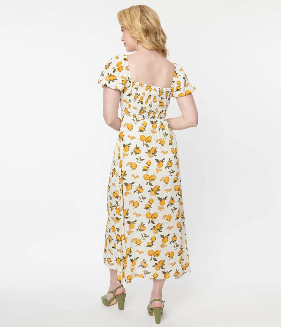 Polagram (Well Made) Ivory & Lemons Midi Dress Sale