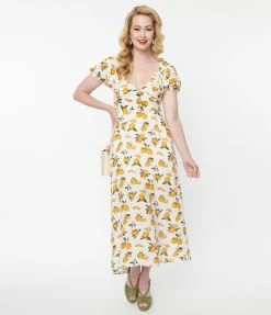 Polagram (Well Made) Ivory & Lemons Midi Dress Sale