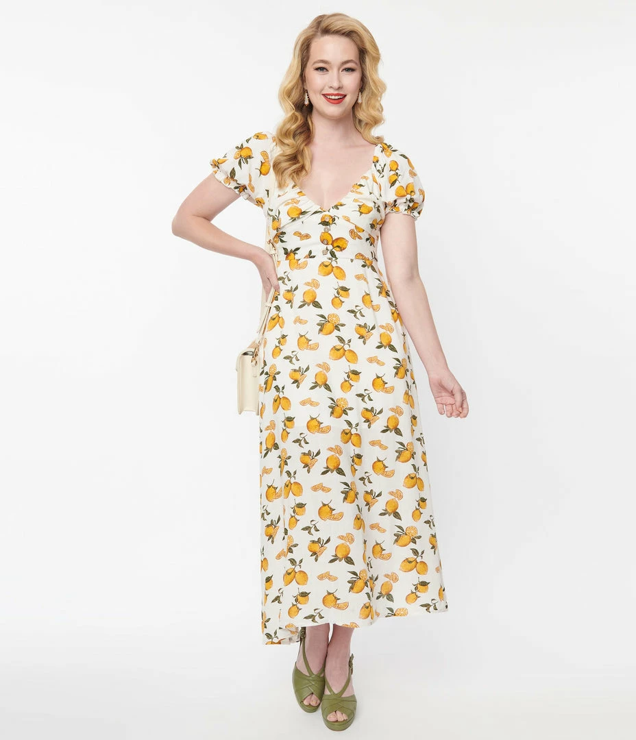Polagram (Well Made) Ivory & Lemons Midi Dress Sale