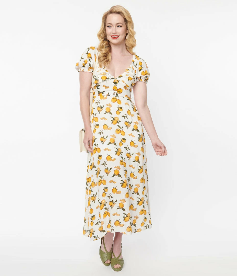 Polagram (Well Made) Ivory & Lemons Midi Dress Sale