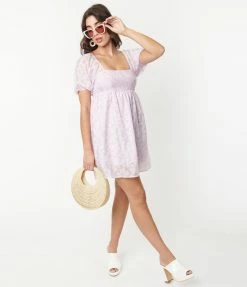 Polagram (Well Made) Lilac Floral Babydoll Dress Sale
