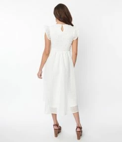 Polagram (Well Made) White Gingham Midi Dress