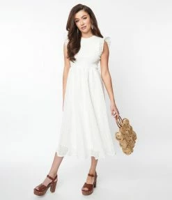 Polagram (Well Made) White Gingham Midi Dress