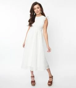Polagram (Well Made) White Gingham Midi Dress